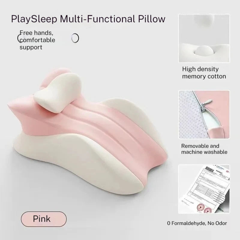 Pink Couples Memory Foam Cushion for Closer Moments with ergonomic design, high-density cotton, and washable cover for back and lumbar support.