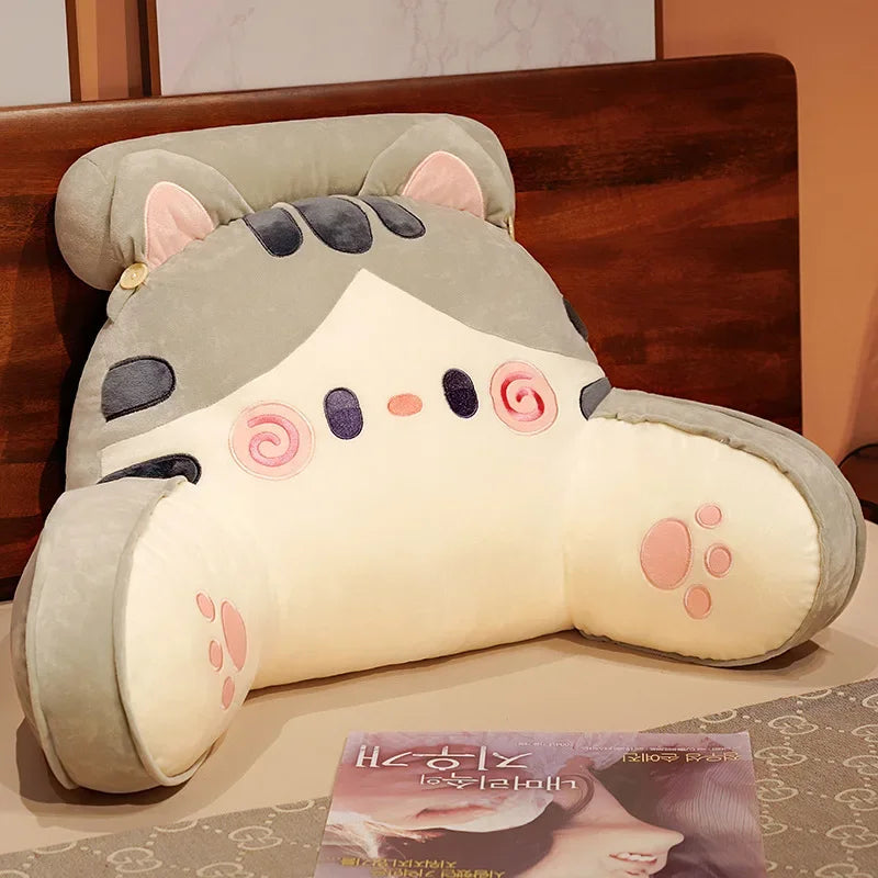 Cute cat-themed cartoon sofa backrest pillow with lumbar support, perfect for cozy seating and stylish home decor.