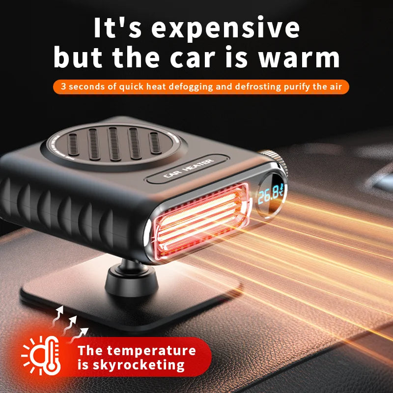 Portable Car Heater & Defogger - 12V/24V | Heats in 3 seconds, ideal for defrosting and purifying air inside vehicles quickly.