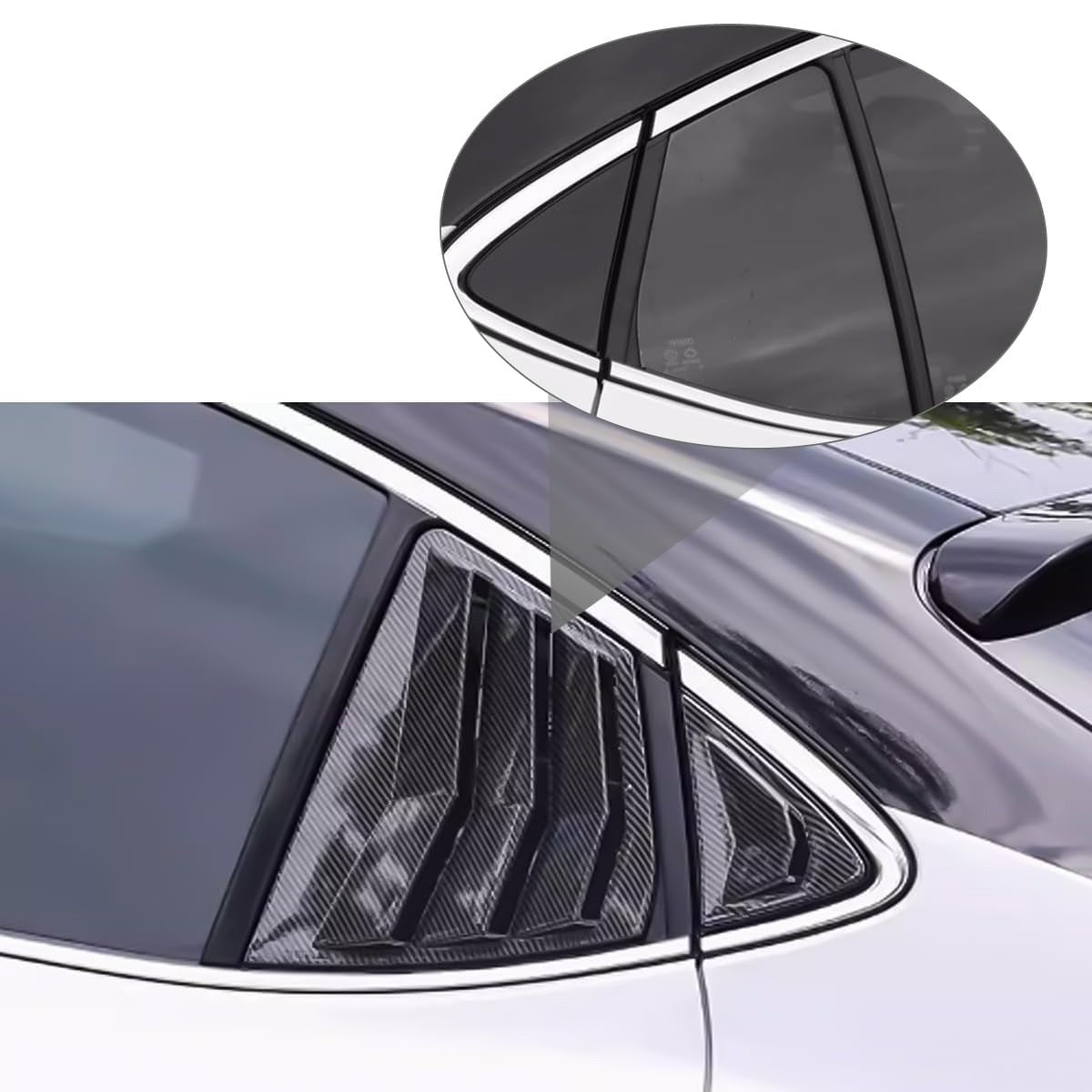 Carbon fiber-style louvers installed on Toyota Camry 2025-2026 rear window, offering a bold and sporty exterior upgrade.
