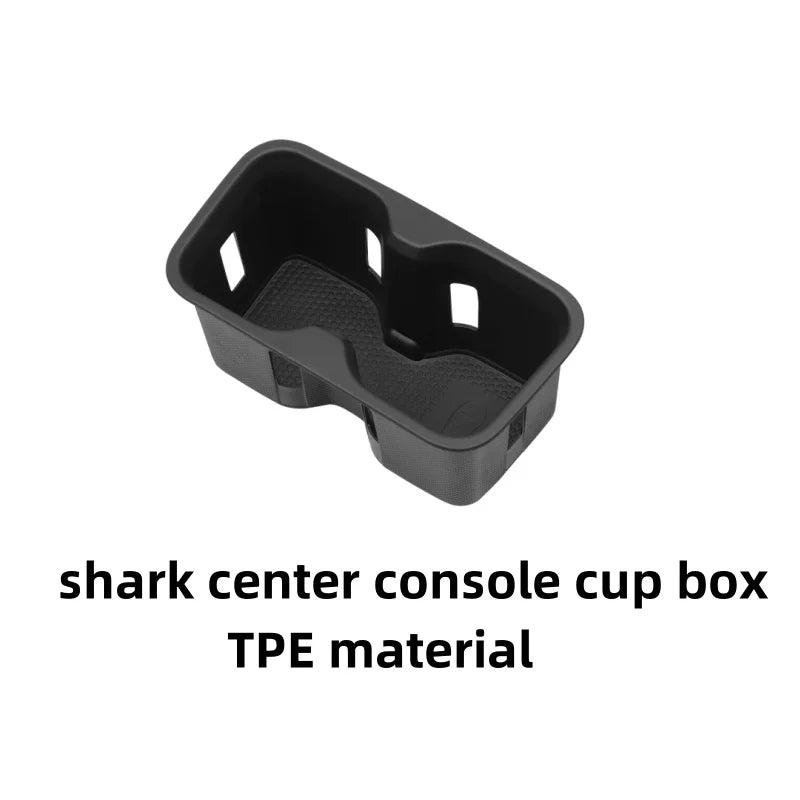 BYD Shark 2025 Organizer - TPE center console cup box insert designed for secure drink placement and easy cleaning in vehicle interiors.