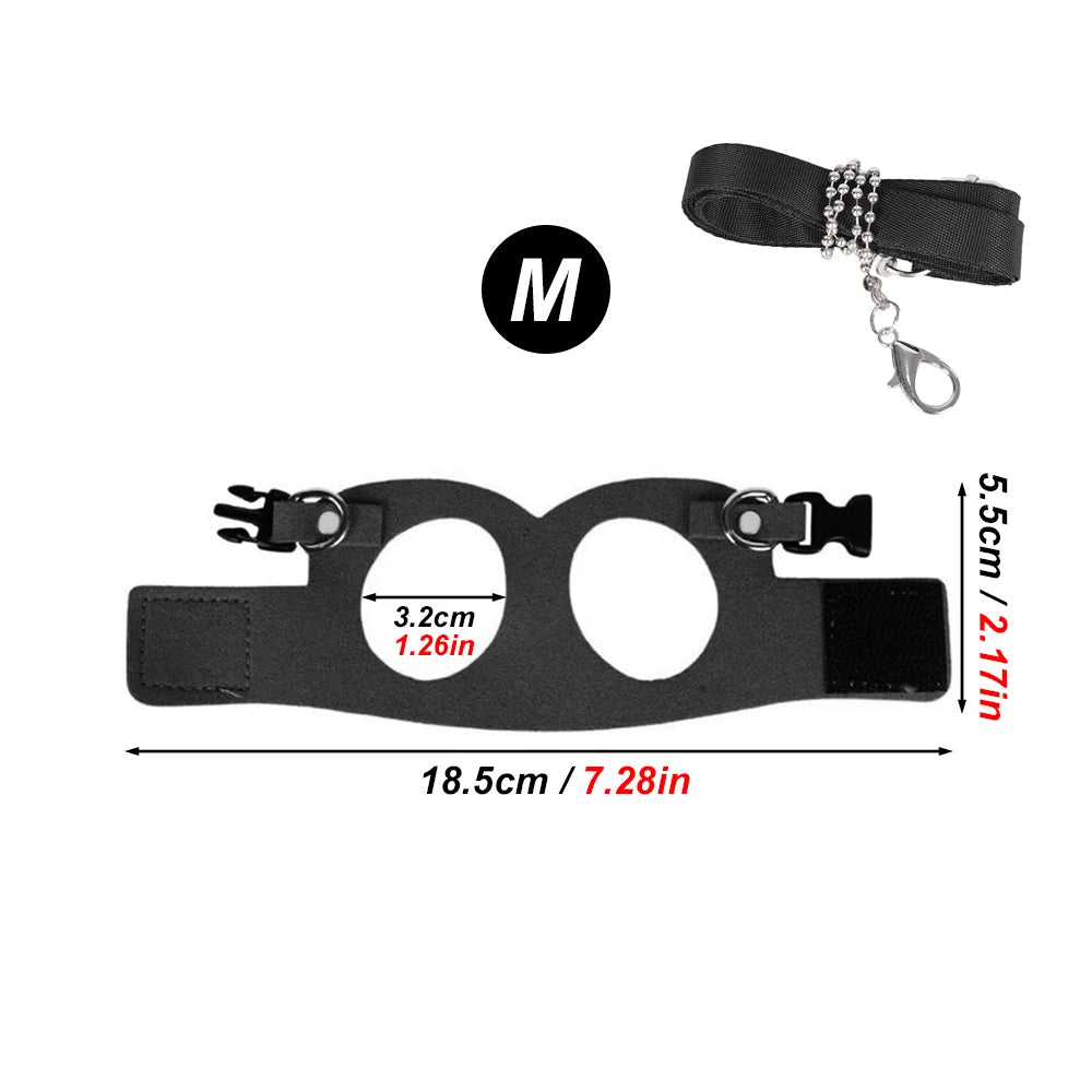 Medium size black squirrel harness with leash, featuring adjustable fit and secure fasteners for safe outdoor pet training.