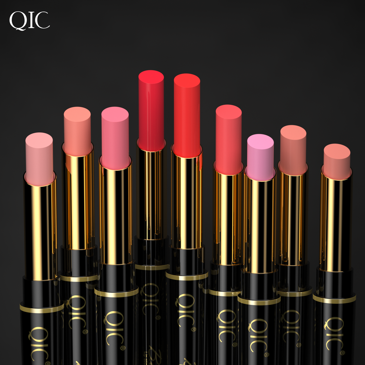 Collection of 2-in-1 Dual-Ended Lipstick & Liner Matte Waterproof & Transfer-Proof lipsticks in various bold and nude shades with gold accents