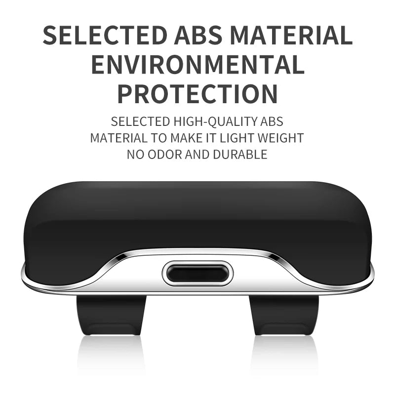 Black ABS car glasses holder with chrome trim. Lightweight, odor-free, and durable design for sun visor eyewear storage in vehicles.