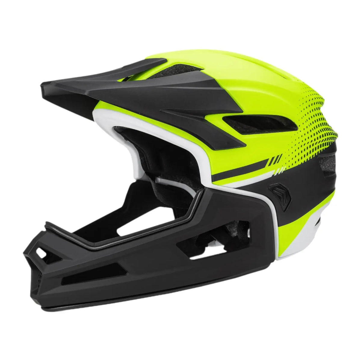High-visibility yellow breathable bike helmet with full-face guard. Lightweight and adjustable for men and women in outdoor cycling.