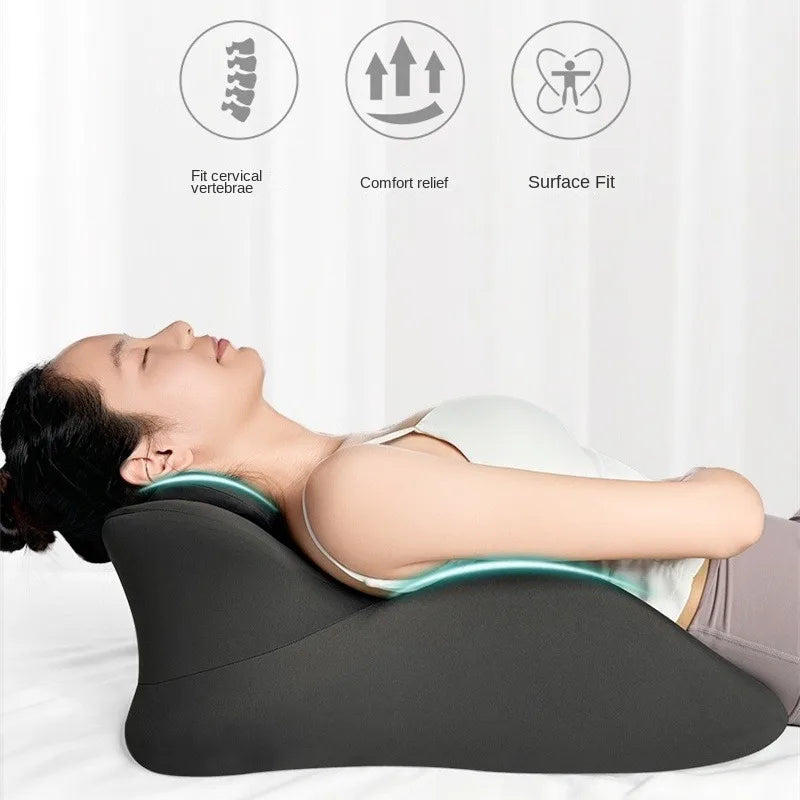 Black Couples Memory Foam Cushion supports cervical spine and back, promoting comfort and posture alignment during rest or intimacy.