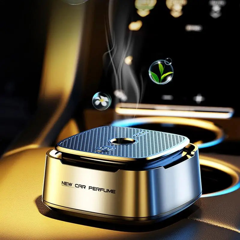 Ultrasonic Diffuser Pack - Car Aroma in use inside vehicle, 15ml x 3 bottles, emits fresh scent with modern design.