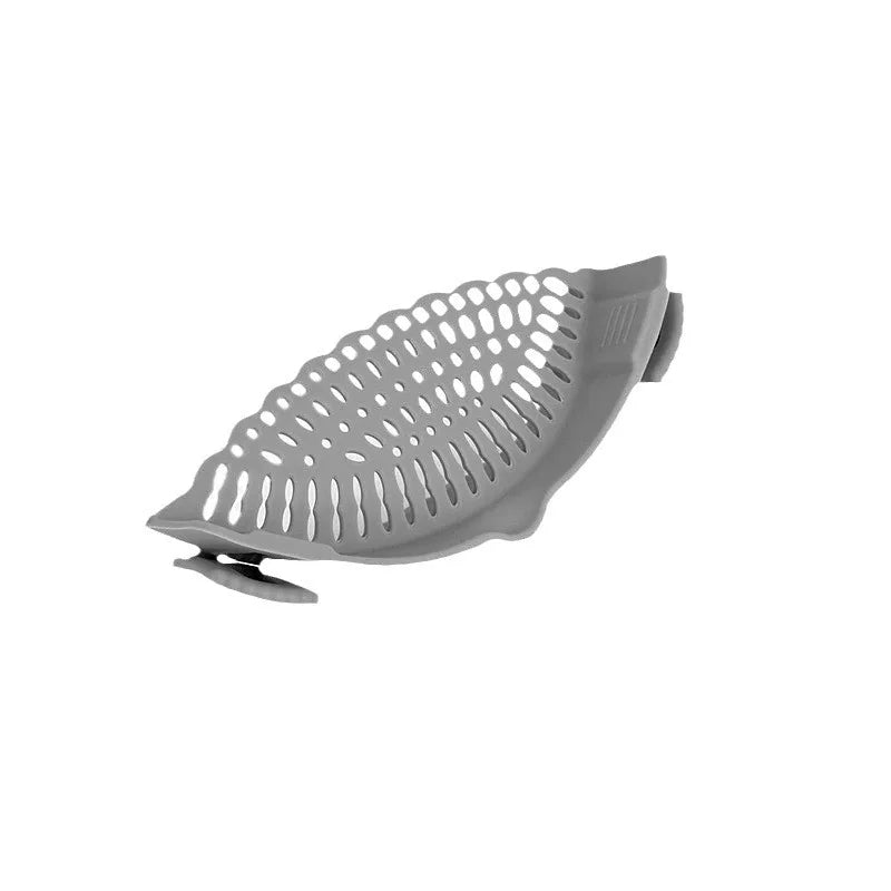 Gray Silicone Strainer - Noodle Vegetable | Spill-Free Design ideal for draining vegetables and noodles without spills or mess.