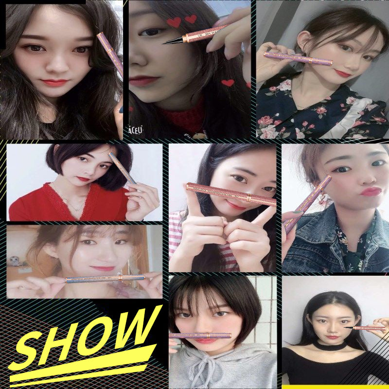 Collage of users showcasing Galaxy Waterproof Eyeliner Pen, highlighting its popularity and vibrant, smudge-proof eye makeup results.