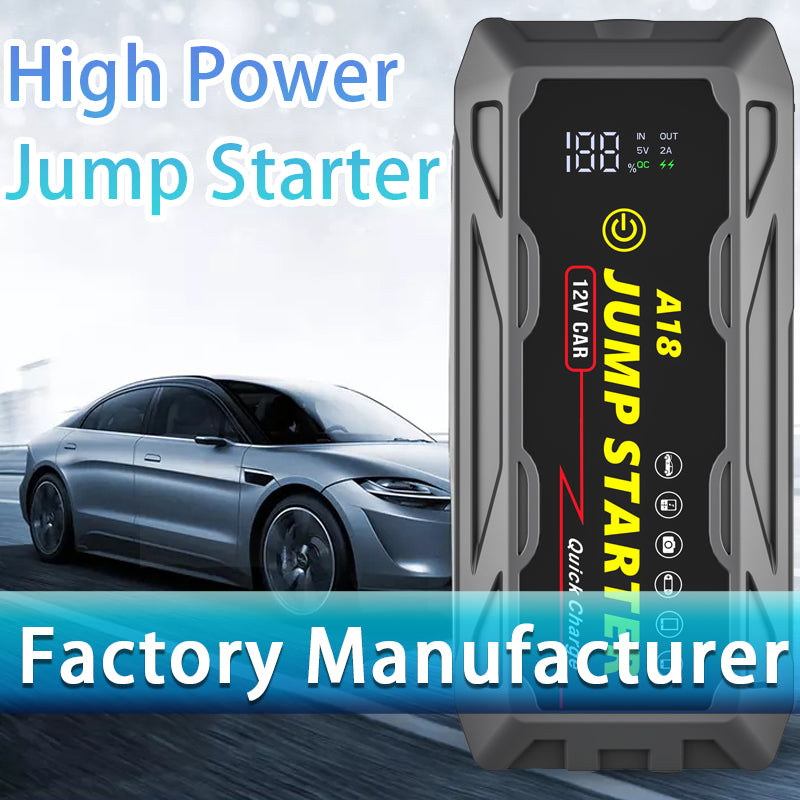 High power 3000A Jump Starter with PD66W Fast Charge 59200mWh featured with a luxury car, built for reliable starts in extreme conditions.