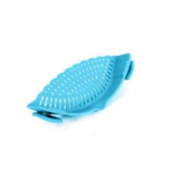 Blue Silicone Strainer - Noodle Vegetable | Spill-Free Design with curved edge and perforations for quick and safe kitchen use.
