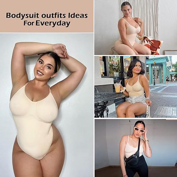 Everyday outfit ideas featuring nude seamless sculpting bodysuit styled with casual and chic looks for versatile wear.