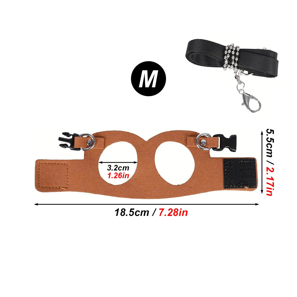 Medium size brown squirrel harness with leash, adjustable and secure for safe outdoor training of small animals.