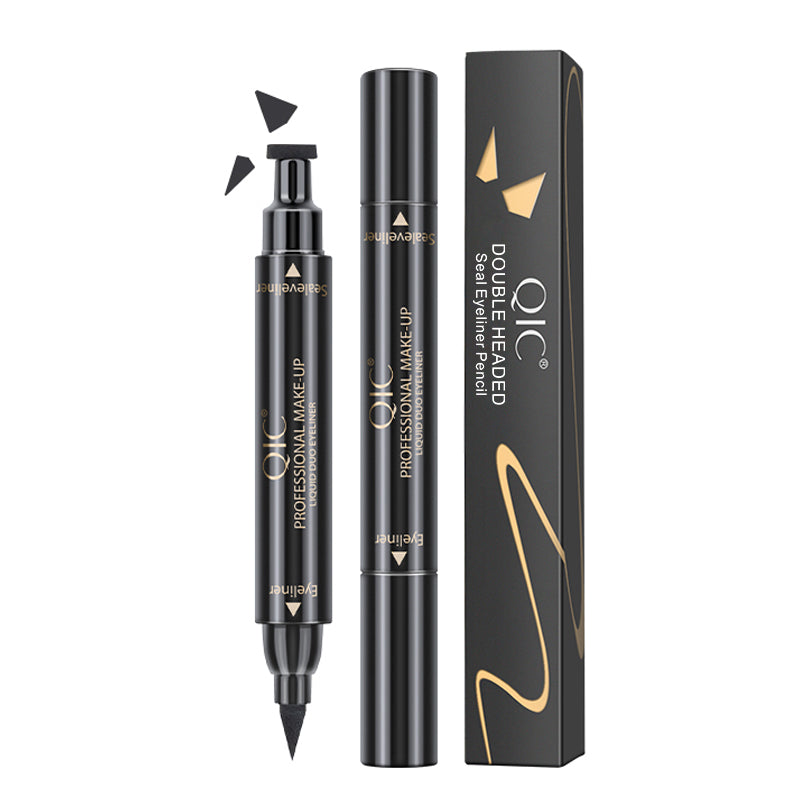 2-Swipe Cat Eye Hack Dual-Ended Magic Wand with packaging, featuring waterproof stamp liner and tattoo-ink liquid eyeliner for long-lasting wear.