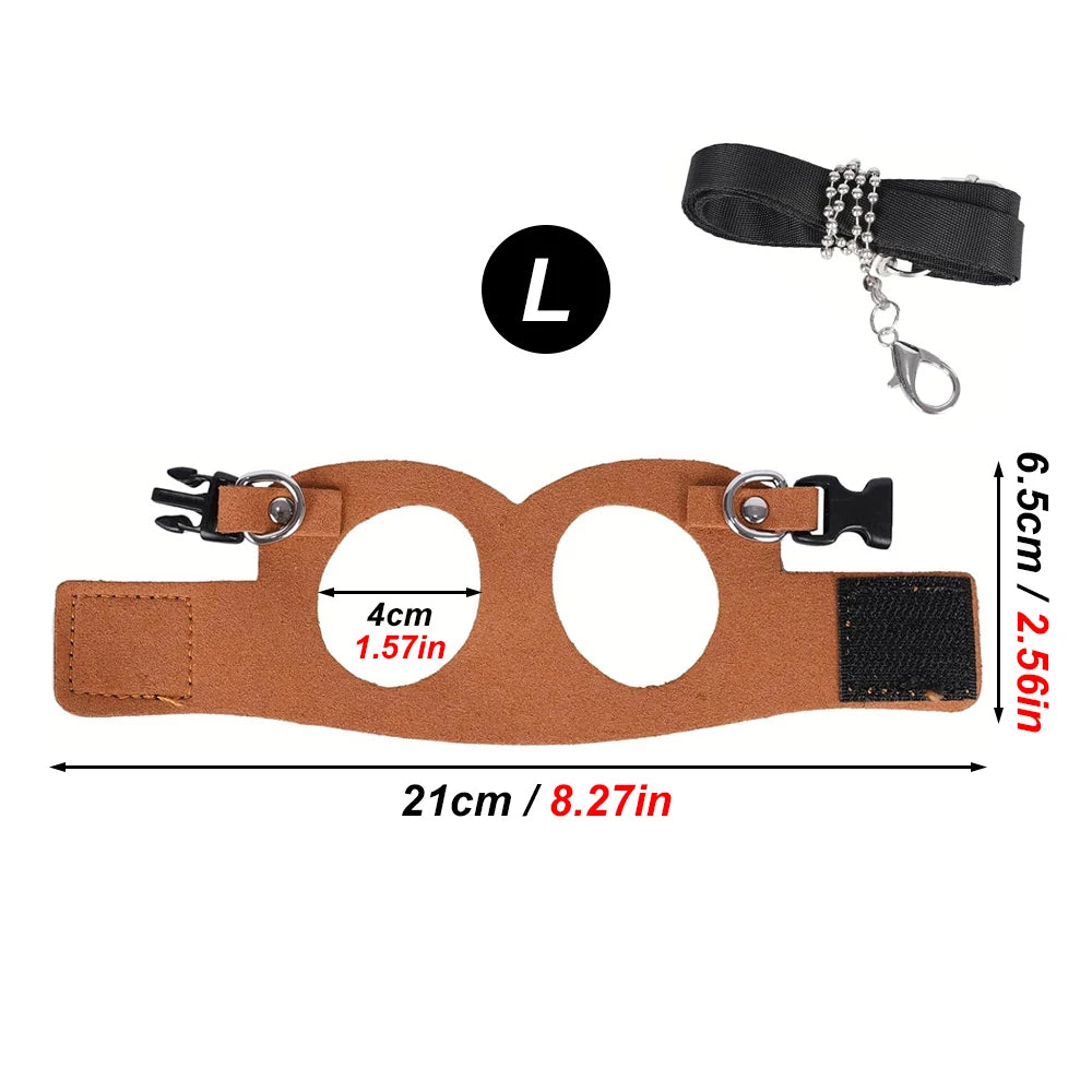 Large size brown squirrel harness with leash, designed for outdoor use with strong fasteners and adjustable fit for pets.