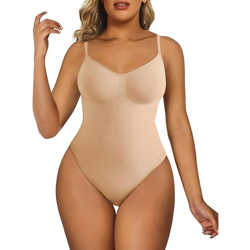 Seamless Bodysuit - Tummy Control in nude color with sculpting fit and breathable fabric, perfect for invisible wear under light outfits.